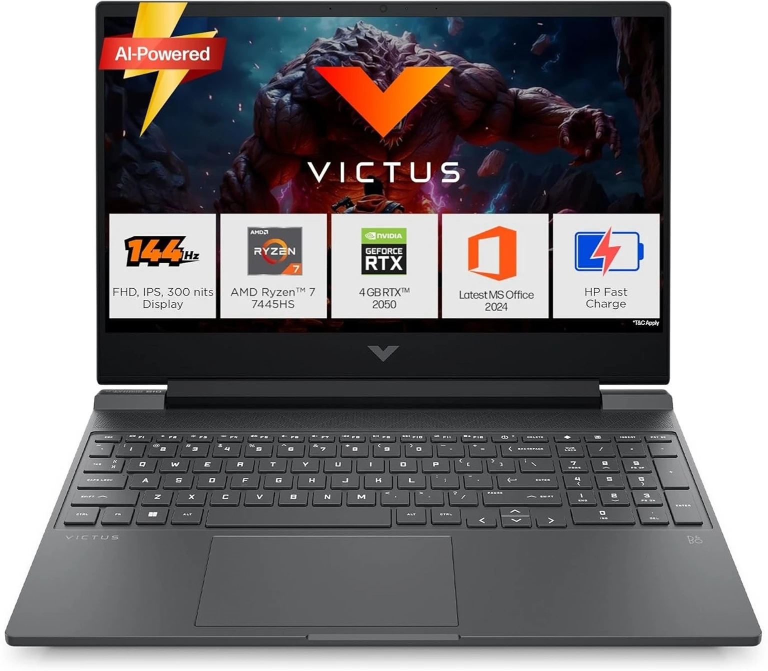HP  VICTUS 15-FB3359AX	Ryzen 7-7445HS	12GB	512GB	RTX 3050 6GB	WIN 11	MSO 2024	15.6" FHD