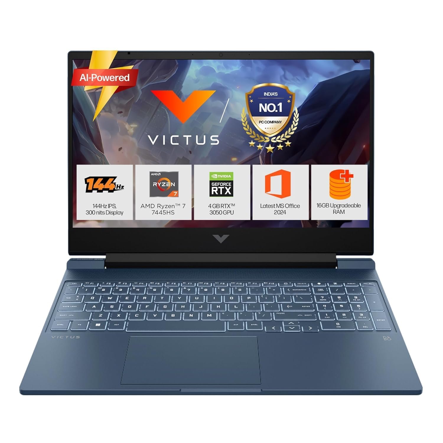 HP VICTUS 15-FB3120AX	Ryzen 7-7445HS	16 GB	512 GB	RTX 3050 6GB	WIN 11	MSO 2024	15.6" IPS 144Hz