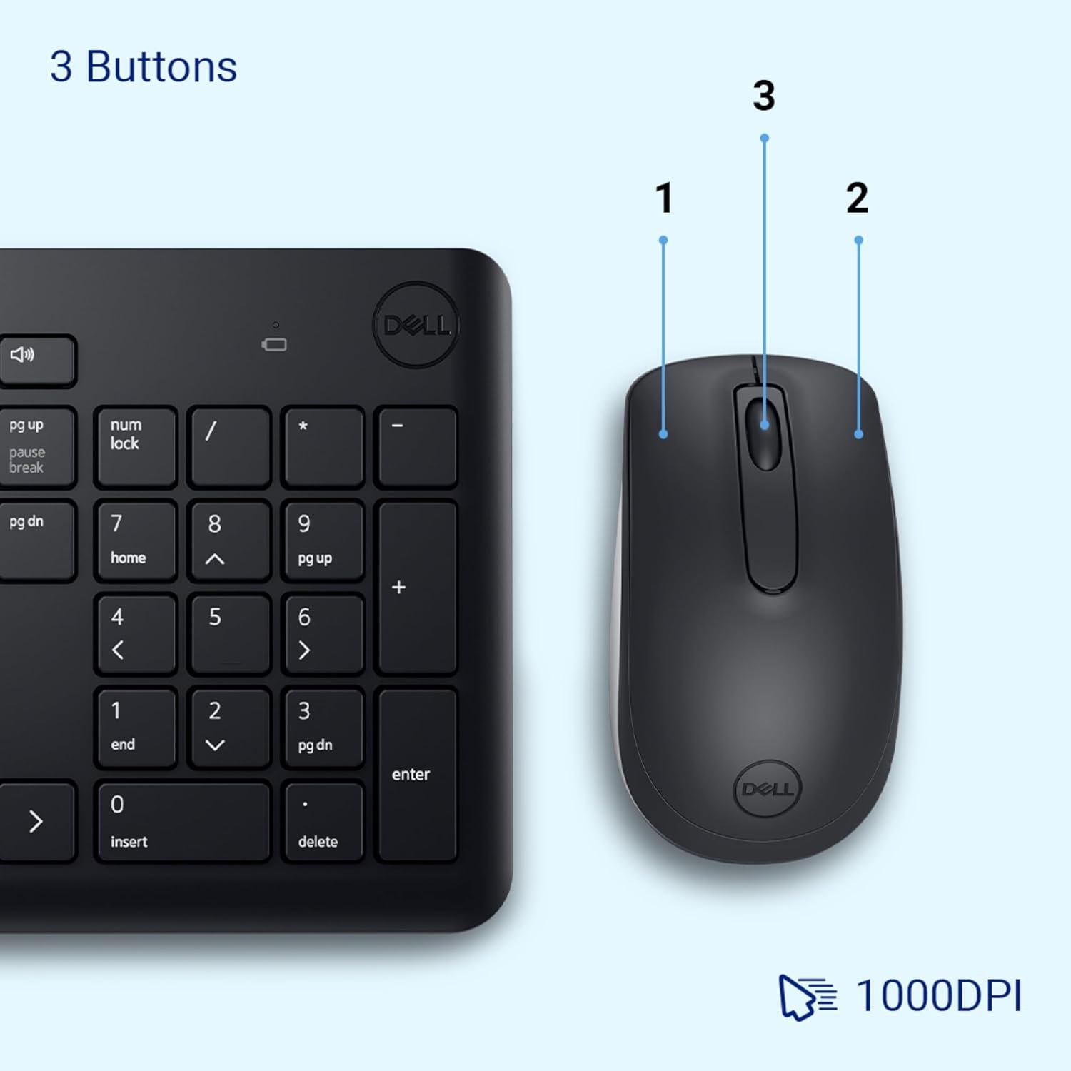 Dell KM3322W Keyboard and Mouse Wireless Combo